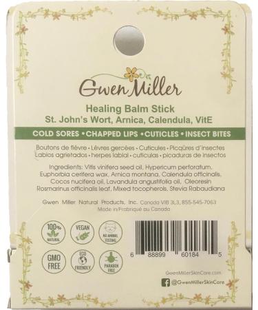 GWEN MILLER - Healing Balm Stick for Chapped Lips Cold Sores Skin Cuticles & Insect Bites - 100% Natural Organic Ingredients (5.8 ml) - Buy Online on GoSupps.com