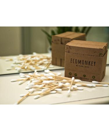 Bamboo Cotton Swabs - Premium Quality Plastic-Free Biodegradable Vegan Sustainable | 200 Pieces 2-Pack eComonkey  - Buy Online on GoSupps.com