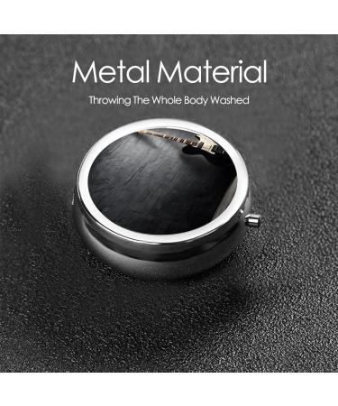 Portable Electric Guitar Round Pill Box | 3 Compartment Travel Medicine Organizer | Mini Decorative Vitamin Holder - Buy Online on GoSupps.com