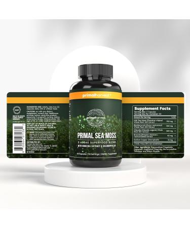 Primal Harvest Sea Moss Capsules with Bladderwack and Irish Sea Moss Chlorella Broccoli Seed Extract Plant-Based Supplements for Adults - Buy Online on GoSupps.com