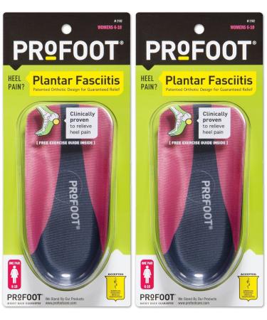 PROFOOT Plantar Fasciitis Orthotics, Women's 6-10, 2 Pairs