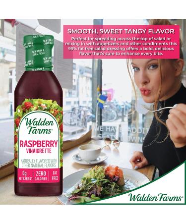 Walden Farms Raspberry Vinaigrette Dressing 12 oz. Bottle - Non-GMO, Sugar-Free, Keto & Kosher - Natural Sweet Tangy Flavor - 2 Pack - Buy Online on GoSupps.com