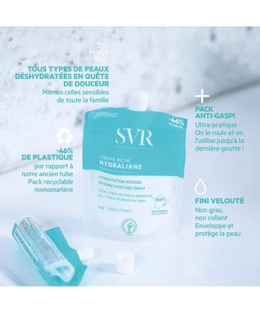 SVR - Rich Hydraliane Face Cream - Intense Hydration - Glycerin Cream + Hyaluronic Acid - For Sensitive Dry Dehydrated Skin - 100% Natural Ingredients - Anti-Waste Pack - 50 ml - Buy Online on GoSupps.com