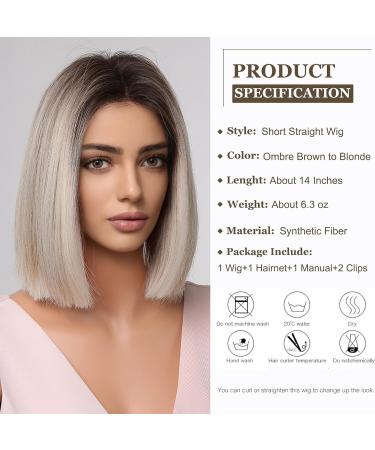 Esmee Ombre Brown to Blonde Synthetic Bob Wig - 14 Inch, Shoulder Length for Women - Ideal for Daily Wear, Parties & Cosplay - Buy Online on GoSupps.com