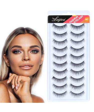 Natural Short 3d False Eyelashes Soft 10 Pairs Black Reusable Fake Eyelashes Wispy Lashes Soft Multipack Thick False Eyelashes Soft Fluffy Fake Eyelashes Waterproof