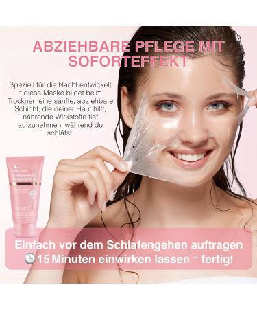  P-Beauty Cosmetic Accessories P-BEAUTY Collagen Night Mask Night Mask Night Mask with Brush 75ml Night Mask with Lift and Wrinkle Reduction Face Mask Collagen Peel Off with Hyaluronic Acid - Buy Online on GoSupps.com