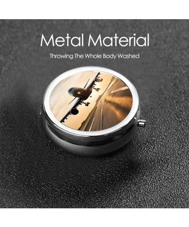 Airplane Printed Mini Round Pill Box | 3 Compartment Travel Pill Organizer | Portable Medicine Case for Home & Office - Buy Online on GoSupps.com