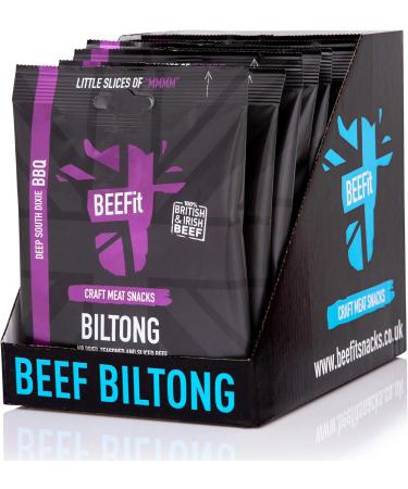 BEEFit BBQ Biltong Beef Jerky 10x30g - High Protein, Gluten Free, Keto Friendly - Buy Online on GoSupps.com