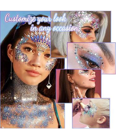 Yosca Holographic Body Glitter Gel 120g - Mermaid Sequins Chunky Glitter for Women, Hair, Festival & Carnival Makeup - Fullmoon - Buy Online on GoSupps.com