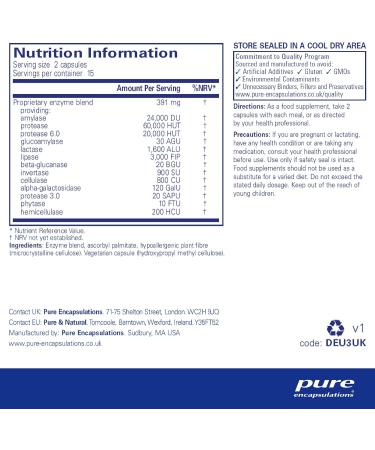 Pure Encapsulations Digestive Enzymes Ultra - 30 Vegetarian Capsules - Buy Online on GoSupps.com