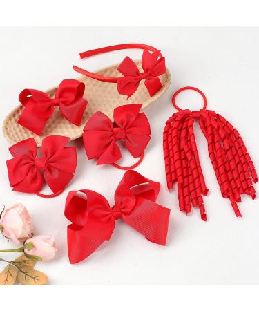 32PCS Red Bows for Girls - Oaoleer Grosgrain Ribbon Hair Accessories Set | Cheer Bows, Clips, Headbands, Barrettes for Little Girls - Buy Online on GoSupps.com