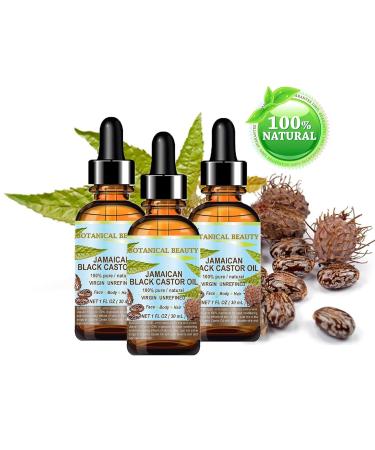 Botanical Beauty Black Castor Oil Jamaican. 100% Pure Natural Virgin Unrefined Cold Pressed Carrier Oil. 4 Fl.oz.- 120 Ml. For Face Skin Hair Eyelashes Brows and Nails - Buy Online on GoSupps.com