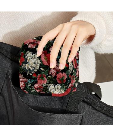 Colorful Peony Flower Sanitary Napkin Storage Bag | Portable Menstrual Period Pouch for Teen Girls & Women - Color 14 - Buy Online on GoSupps.com