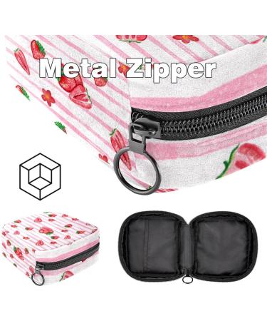 Stylish Pink Storage Bags for Women's Bandages Tampons & Panty Liners - Large Zippered Striped Design - Buy Online on GoSupps.com