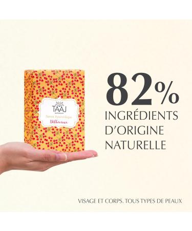 TAAJ | Delhicieux Ayurvedic Soap | Gently Cleanses the Skin | Maintains the Natural Balance of the Skin | The Skin is Soft and Supple | Made in France | Vegan | CrueltyFree | Lot of 3x100GR - Buy Online on GoSupps.com