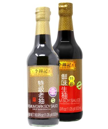 Lee Kum Kee Cooking Premium Soy Sauces / Premium Dark Soy Sauces (Soy + Dark Soy), 33.8Fl Oz, 1.05 pound (pack of 2)