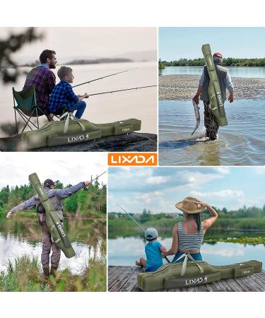 Lixada Portable Folding Fishing Rod Case 100cm Army Green - Fishing Pole Reel Storage Bag - Buy Online on GoSupps.com
