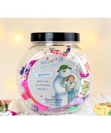 Custom Personalised The Snowman and the Snowdog Blue Sweet Jar - Swizzels Sweet 250g