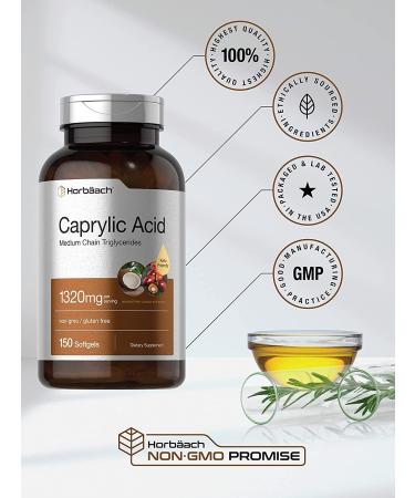 Caprylic Acid 1320mg Softgels | 150 Capsules | Non-GMO & Gluten Free | MCT Oil Supplement - Buy Online on GoSupps.com