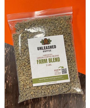 Unleashed Coffee | Unroasted Farm Blend | Arabica Whole Bean Coffee | Direct Trade Green Coffee Beans for Roasting | Small Lot  Farm Fresh Gourmet Coffee (Farm Blend  2 LB) 2 Pound (Pack of 1) Farm Blend - Buy Online on GoSupps.com