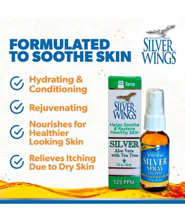 Natural Path Silver Wings - Silver Spray with Aloe Vera & Tea Tree Oil 125ppm - 1oz Unflavored 1 Fl Oz (Pack of 1) - Buy Online on GoSupps.com