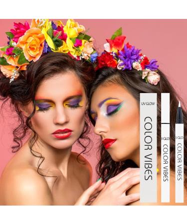 Neon Eyeliner Matte Colored Eyeliners Waterproof Smudge-Proof 8 Colors - Glow in The Dark Eyeliner for Halloween Eye Face Body Paint Makeup Shakven White 1 count (Pack of 1) - Buy Online on GoSupps.com