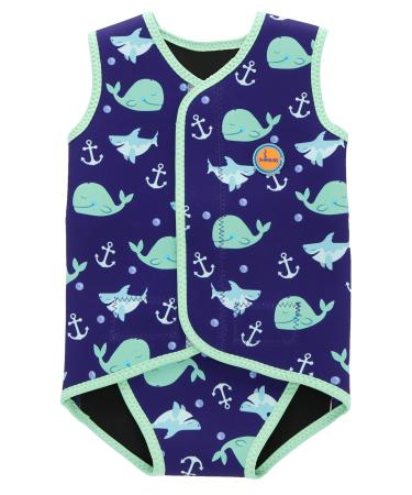 Swimbubs Baby Swimming Wrap Toddler Wetsuit Boys Warmsuit Girls Swimsuit 0-6 Months Blue Whale