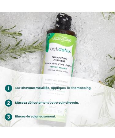 ACTIVILONG - Actidetox Purifying Shampoo - Cleanses and Sanitizes - 96% Natural Ingredients - Made In France - 300ml - Buy Online on GoSupps.com