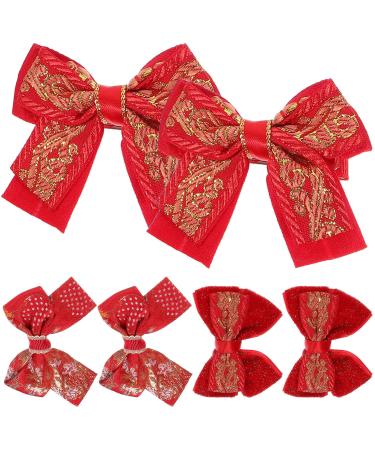 Beaupretty 3 Pairs Bow Hairpin Girl Hair Bow Red Hair Bow Girl Hair Accessories Red Bow Hair Clip Chinese Hair Barrettes Hair Claw Clips Bow Hair Clips Decorate Christmas Baby Girl Fabric