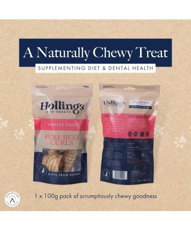 Hollings Beef Curls Dog Treats 100% Natural Grain Free & Easily Digestible Air Dried Treats for Adult Dogs Made From 100% Beef Trachea (100g) 100 g (Pack of 1) - Buy Online on GoSupps.com