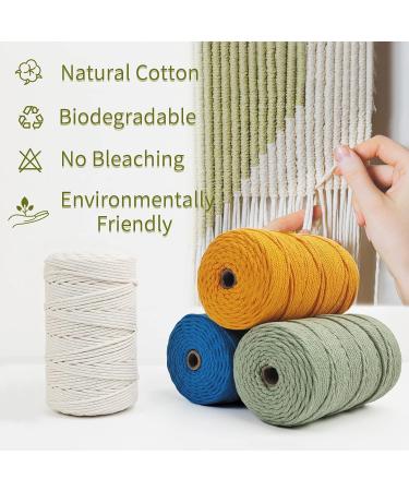 LEREATI 3mm Macrame Cord 219 Yards | Natural Cotton Twine for Crafts | Thick Colored Macrame Rope Yarn for DIY Projects | Peacock Blue Macrame String - 3mmx219yards - Buy Online on GoSupps.com