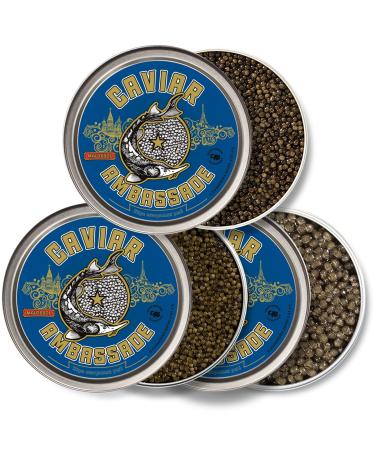 CAVIAR Pack of 3 Caviar 100 g - French Baeri Caviar + Bulgarian Beluga Caviar + French Oscieter Caviar - 3 x 100 g - Refrigerate