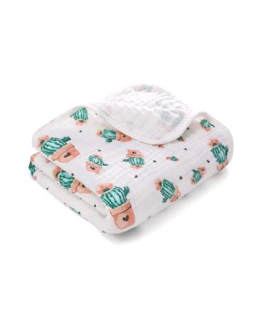 Miracle Baby muslin blanket swaddle Cotton Summer 110x150cm 115x150cm for Boys Girls Cactus(two Layers) 110 x 150 cm