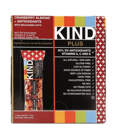 Buy KIND 17211 Plus Nutrition Boost Bar - Cranberry Almond with Antioxidants 1.4 oz 12/Box - International Shipping Available - Buy Online on GoSupps.com