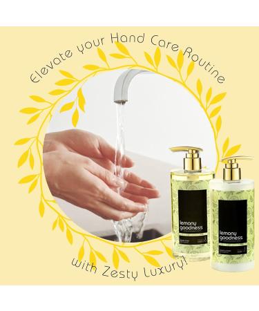 Luxury Lemon Citrus Hand Soap Set - 16 fl oz Aromatic Nourishing Formula in Wooden Holder | Perfect Mother's Day Gift for Mom - Soft & Clean Skin - Buy Online on GoSupps.com
