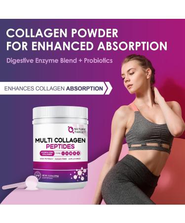 NATURE TARGET Multi Collagen Peptides Powder - Type I II III V X - Hydrolyzed Collagen Peptides with Vitamin C Hyaluronic Acid Supports Skin Hair Nail & Joint Grass-Fed Non-GMO 35 Servings 12.35 Ounce (Pack of 1) - Buy Online on GoSupps.com