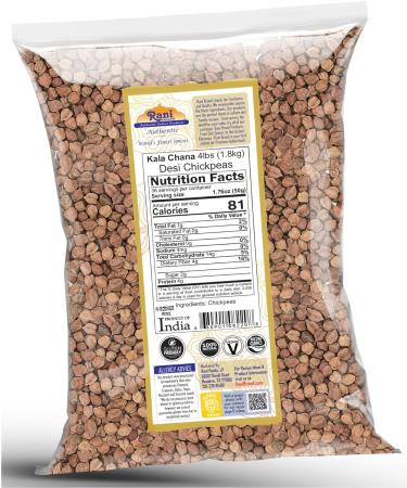 Rani Kala Chana 64oz (4lbs) - All Natural, Gluten Friendly, Non-GMO, Vegan | Indian Origin Black Chickpeas with Skin - 1.81kg Pack - Buy Online on GoSupps.com
