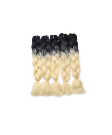 5 Packs Braids Extensions Braiding Hair Extensions Crochet Hair Synthetic Hair Kanekalon Colorful 5pcs-24"-500g Black to Light Blonde