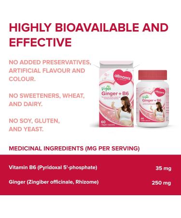 Vegan Ginger + B6 (60 Capsules) Natural Remedy to prevent and relieve nausea and morning sickness reduce heartburn and improve appetite Anti-nausea for pregnancy by Allmom s Choice - Buy Online on GoSupps.com