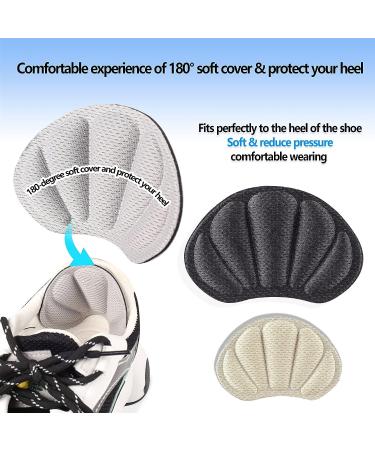 Breathable Mesh Heel Grips - 4 Pieces Set for Men & Women | Anti-Slip Cushions for Loose, Large Shoes | Prevent Rubbing, Blisters & Slipping Out | Self-Adhesive Heel Protectors in Black & Beige - Buy Online on GoSupps.com