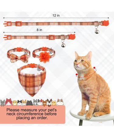 VKPETFR Breakaway Cat Collar 3 Pack - Cute Flower & Bandana Design - Adjustable Safety Buckle Kitten Collars with Bow Tie and Bell - Ideal for Girl Boy Cats and Puppies - Orange - Buy Online on GoSupps.com