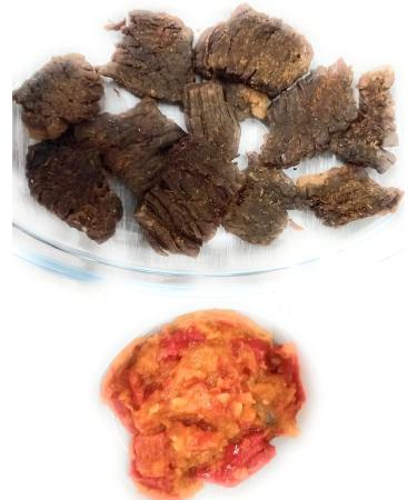 Halal Indonesian Dendeng/Crispy Beef Chip 120 gram with Chilli Sauce/Sambal Balado home-made - Buy Online on GoSupps.com