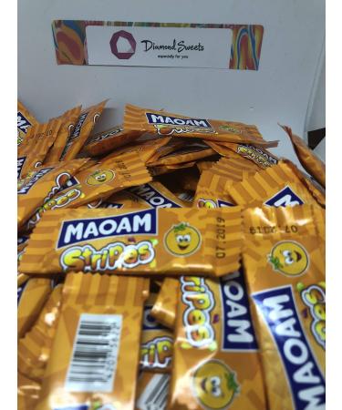 100 x HARIBO MAOAM Stripes Orange Flavour Fruit Chews Sweets Kids Party by DIAMOND SWEETS