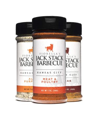 Jack Stack Barbecue Dry Rub Seasoning Variety Pack - All Purpose Steak Poultry & Meat Seasonings - Kansas City Spice 3 Pack - for Chicken Steak Ribs Vegetables Seafood and More (7oz Each) Variety 7 Ounce (Pack of 3)