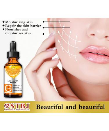 Dr. Davey Vitamin C Facial Serum - Anti-Aging Hyaluronic Acid & Vitamin E Skin Care - 1oz Organic Treatment for Wrinkles & Skin Repair - Buy Online on GoSupps.com
