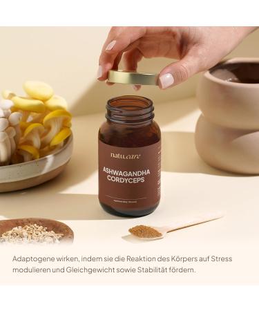 Natu Care sp z oo natucare Vegan Ashwagandha 300 mg & Cordyceps 200 mg Highly concentrated adaptogens 120 servings KSM66 extract stress reduction energy immune system - Buy Online on GoSupps.com