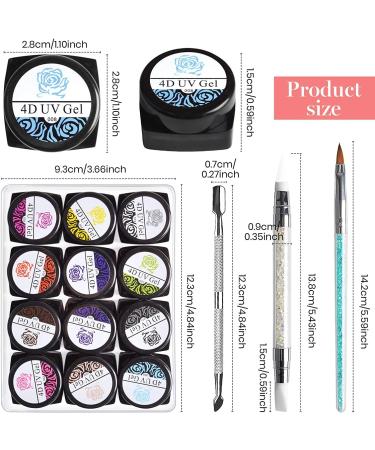 Kalolary Sculpture Carved Nail Gel Set - 12 Colors Gel Polish with Sculpture Pen, Cuticle Pusher, and Carving Brush - Buy Online on GoSupps.com