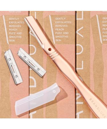 Brandluxe Eco-Friendly Dermaplaning Tool for Women - Rose Gold, Includes 3 Swedish Stainless Steel Blades - Buy Online on GoSupps.com