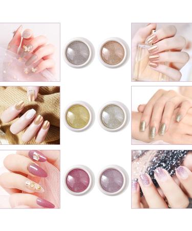 6 Colors Rose Gold Chrome Glitter Powder - Metallic Nail Art & DIY Makeup | Mirror Effect for Face & Body - Buy Online on GoSupps.com