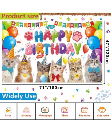 Cat Happy Birthday Backdrop Cat Birthday Party Decorations Kitten Photography Background for Pets Kitty Lover Kids Cat Theme Birthday Party Supplies - Buy Online on GoSupps.com